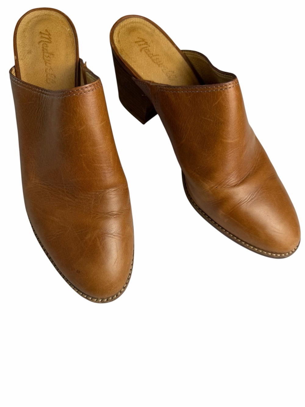Madewell leather heeled cognac Mule sandals size 10